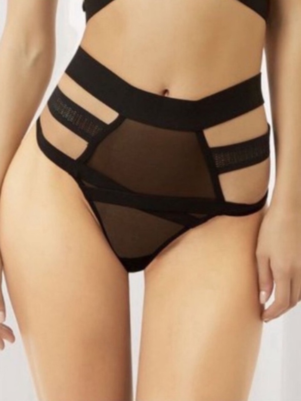 New! Bluebella Talisa Black Sheer Mesh Strappy Thong 34038